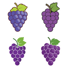 set of grapes with leaves