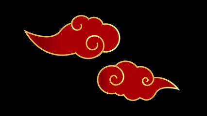 Chinese new year decorative red and gold with black background 