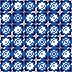 seamless floral background abstract pattern with geometric flowers block print graphic design for fabric pattern prints wallpaper backdrop wrapping paper vector