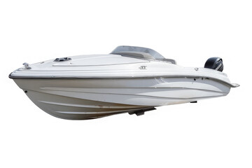 A sleek white boat designed for leisure and water activities. isolated on white background
