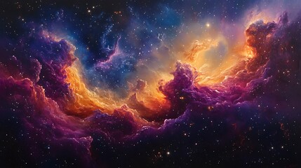 Obraz premium Cosmic nebula exploration universe digital art space vivid colors