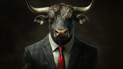 Bull in a Suit, Business and Finance Concept