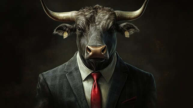 Bull in a Suit, Business and Finance Concept