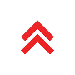 red arrow head rising up to the top vector flat design