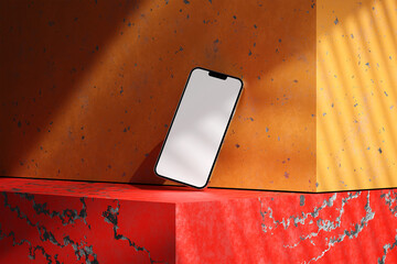 Smartphone Mockup with Grunge Industrial Texture

