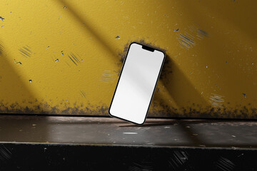 Smartphone Mockup with Grunge Industrial Texture

