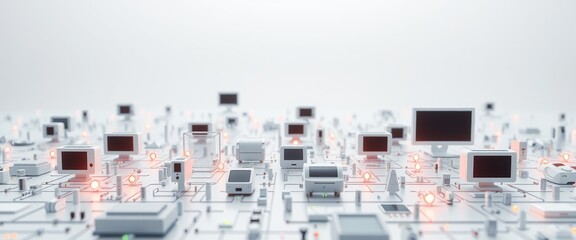 Abstract digital background with lights, circuit patterns, and electronic components