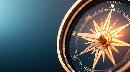 A close-up view of a compass, highlighting its intricate design and cardinal directions, set against a soft gradient background.