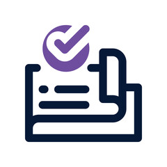 cheque icon. vector dual tone icon for your website, mobile, presentation, and logo design.
