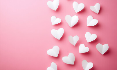 White paper trimmed heart with pink background