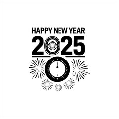 Happy new year 2025 design. With illustration of colorful cut out numbers. Premium vector design for 2025 new year posters, banners, greetings Typography Text colurefull