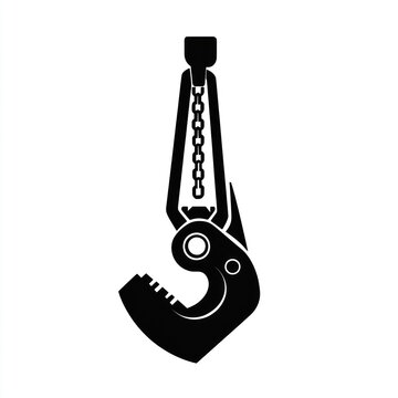 recommend clip art: Black silhouette of a crane hook with chain.