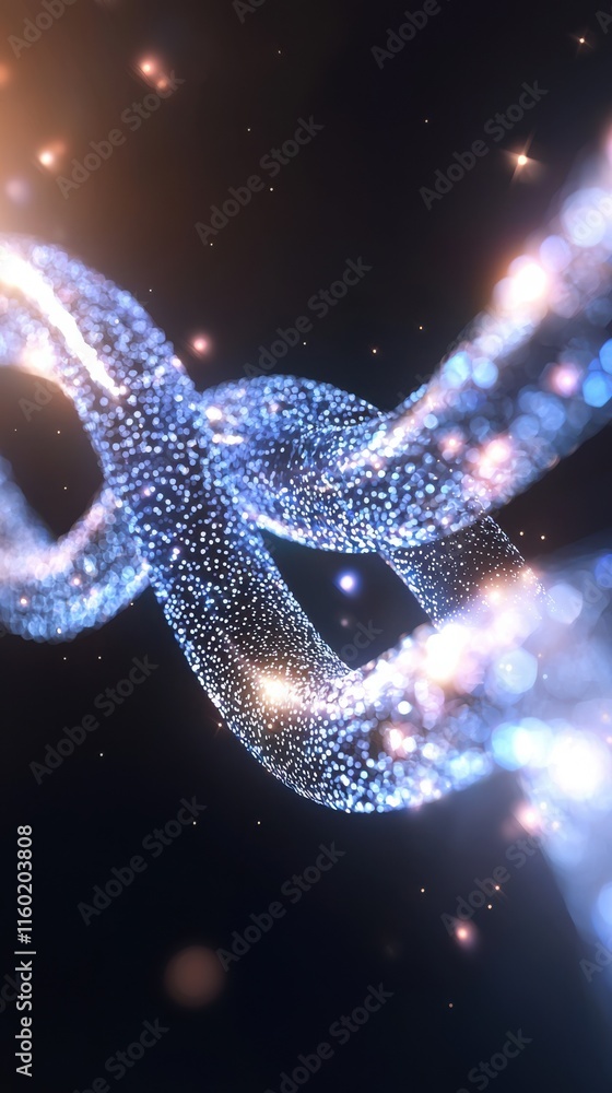 Poster blockchain technology visual representation abstract space digital art futuristic environment macro 