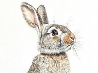 Fototapeta premium Adorable bunny portrait on white background animal studio setting close-up view cute concept