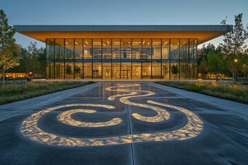 Illuminated Corporate Campus at Dusk