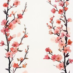 Fototapeta premium Blooming cherry blossoms in serene meadows nature art tranquil environment aesthetic viewpoint