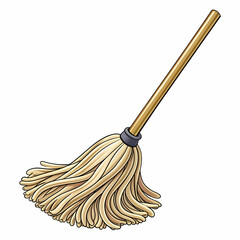 Hand-Drawn Mop Clipart in Cartoon Style