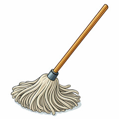 Hand-Drawn Mop Clipart in Cartoon Style