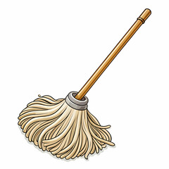 Hand-Drawn Mop Clipart in Cartoon Style