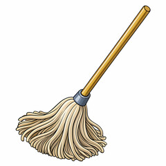 Hand-Drawn Mop Clipart in Cartoon Style