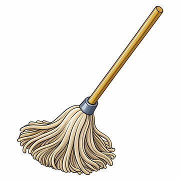 cartoon mop with wooden handle clip art preview