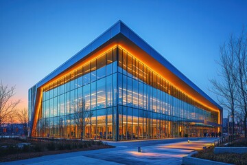 Fototapeta premium Modern Glass Architecture at Dusk