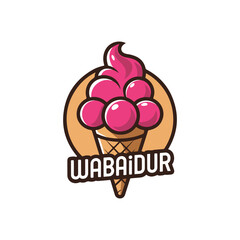 Ice Cream Simple Logo Design With Pink Concept