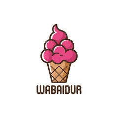 Ice Cream Simple Logo Design With Pink Concept