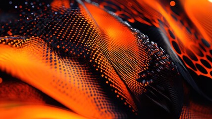Fototapeta premium Abstract orange and black textured digital art.