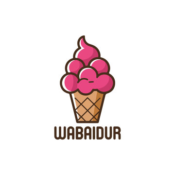 Ice Cream Simple Logo Design With Pink Concept