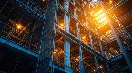 Fototapeta premium Industrial Architecture: A Symphony of Steel and Light