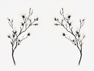 Obraz premium Blossoming pathway of white flowers nature's serenity minimalist art peaceful environment artistic viewpoint beauty concept