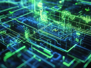 Obraz premium Abstract Representation Of Artificial Intelligence Circuitry