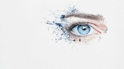 Captivating eye artwork display minimalist studio digital art white background close-up creative expression