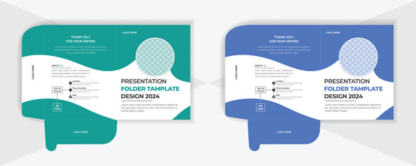 Business presentation folder template for corporate office with colorful layout