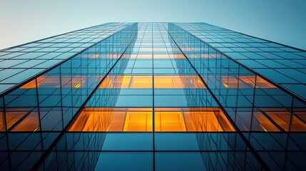 Modern Glass Skyscraper Architecture at Dusk