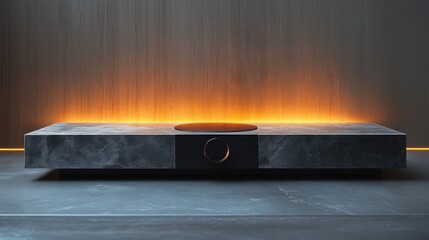Modern Minimalist Marble Table with Warm Ambient Lighting