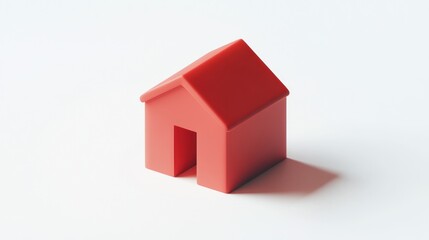 Red miniature house model on white background. (1)