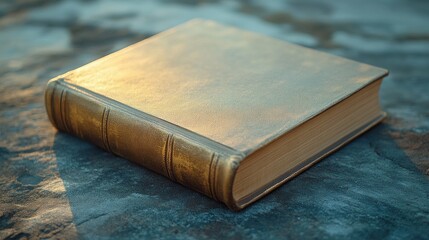 Obraz premium Antique Book, Golden Leather Cover, Sunlight