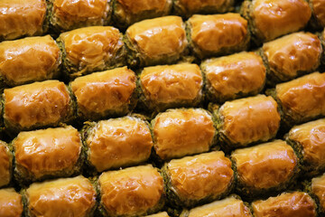 Turkish dessert baklava sweet snack food background