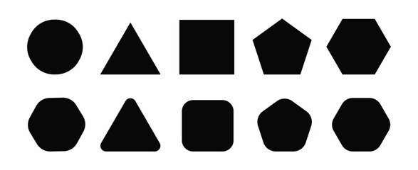 Set of Solid Black Geometric Shapes