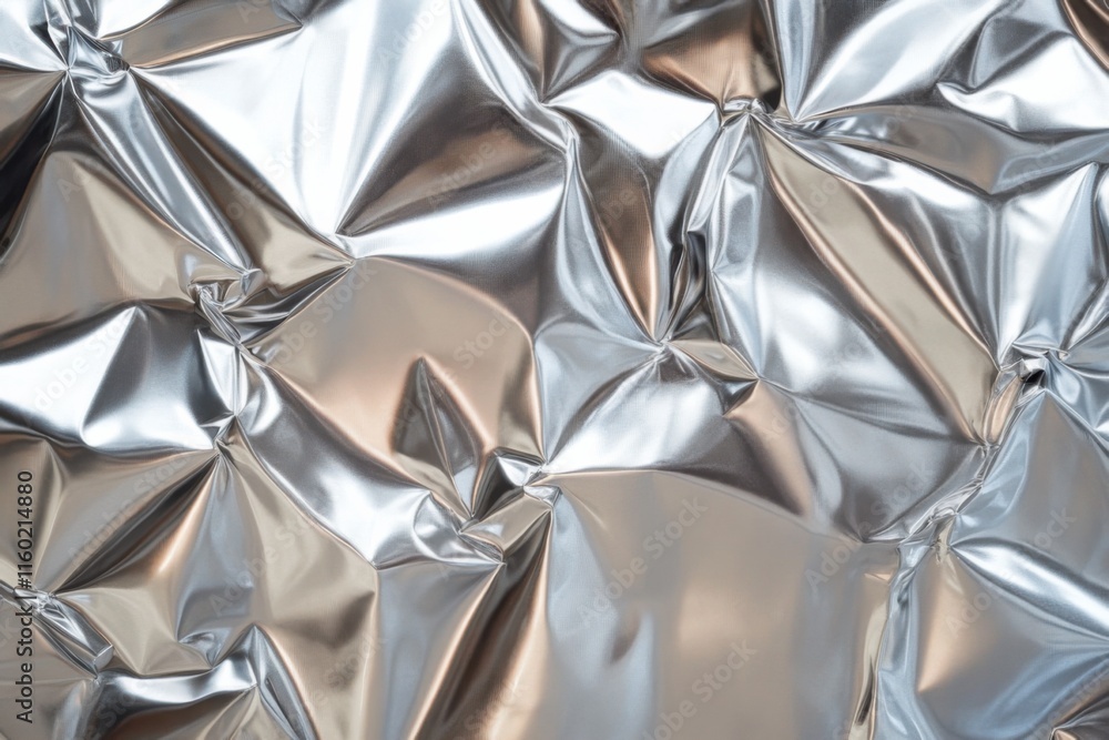 Aufkleber crinkled metallic surface captures light beautifully, showcasing intricate patterns and reflections 