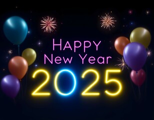 Happy New Year 2025, Colorful Celebration Image