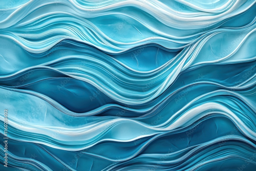 Poster waves of blue layers create a stunning abstract pattern reminiscent of ocean currents in a flowing d