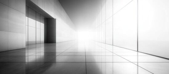 Obraz premium Monochromatic Architectural Corridor: A Study in Light and Space