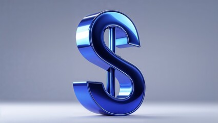 Obraz premium Shiny metallic blue dollar sign symbolizing wealth, economy, and financial success.