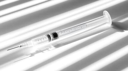 Monochromatic Medical Syringe in Light and Shadow