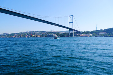 Bosphorus Bridge (15 July Martyrs Bridge) over Bosphorus strait in Istanbul, Turkey