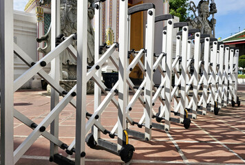 Movable Fence at the Front Gate of Wat Pho Temple Bangkok, Thailand.