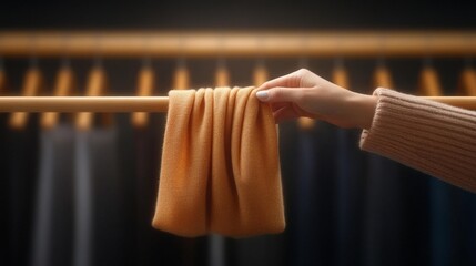 Personal shopper adjusting a scarf in a boutique. Generative AI